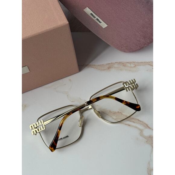 NEW Miu Miu M51XV Gold Square Logo Eyeglasses Frames main image 5